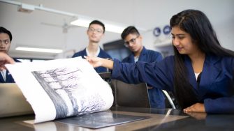 Students learning press print design