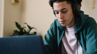 Male student at laptop