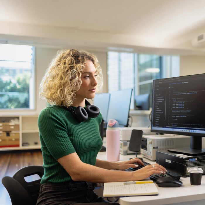 Applied degree student work on computer