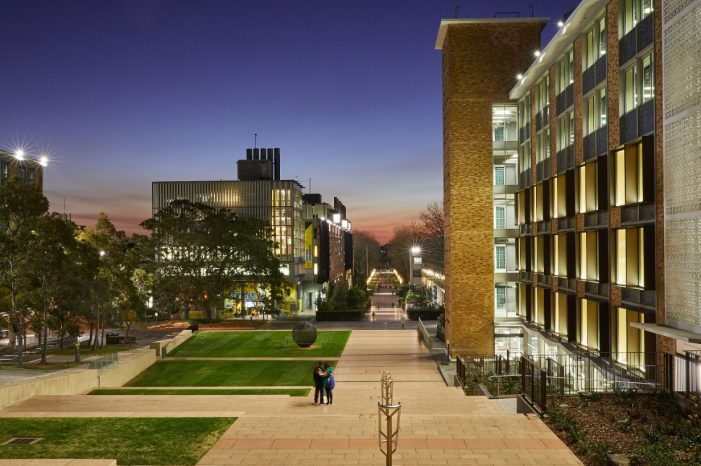 Main walkway at Kensington UNSW Kensington walkway view at dusk