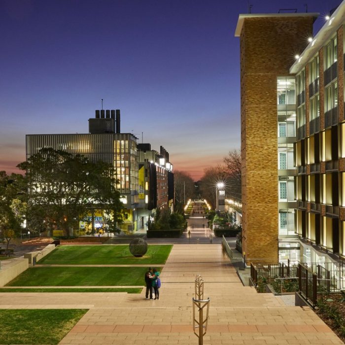 Main walkway at Kensington UNSW Kensington walkway view at dusk