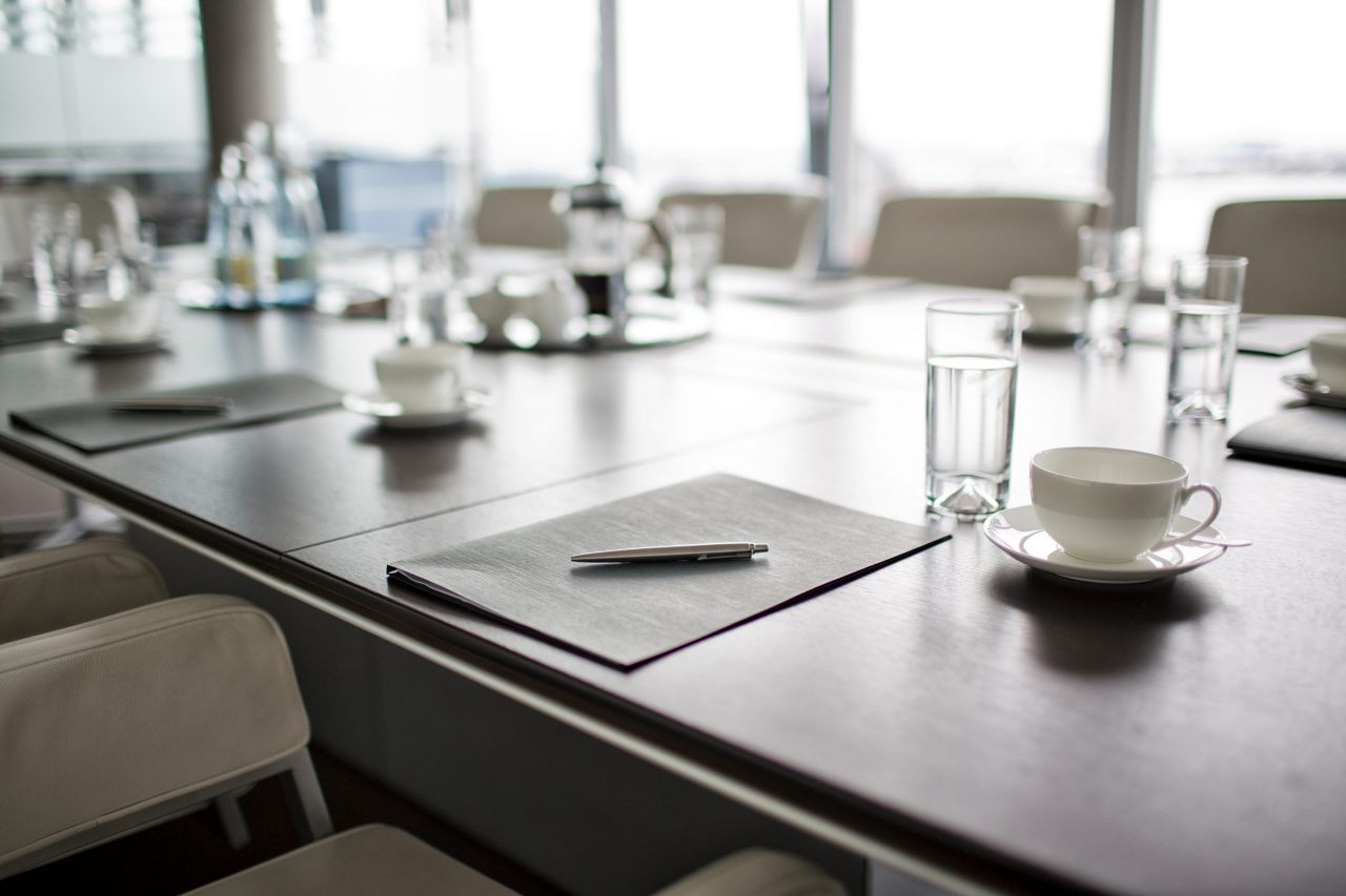 Table set for meeting in office