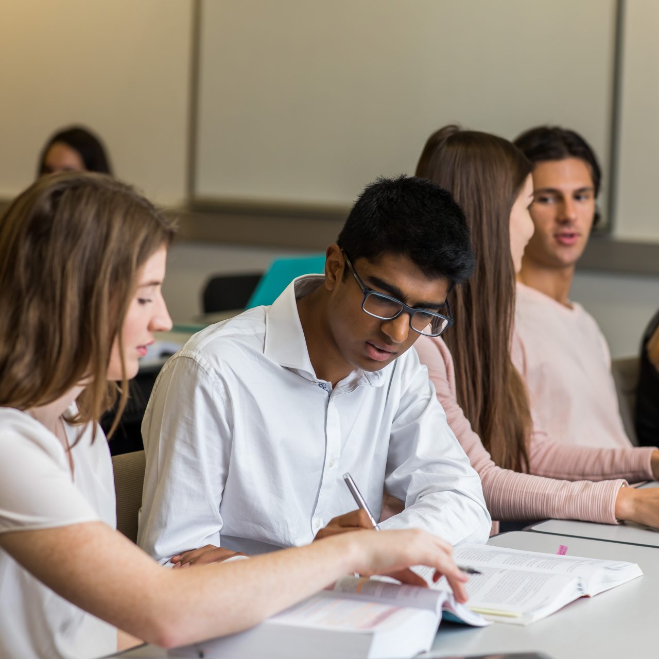 Students learning and participating in a class
