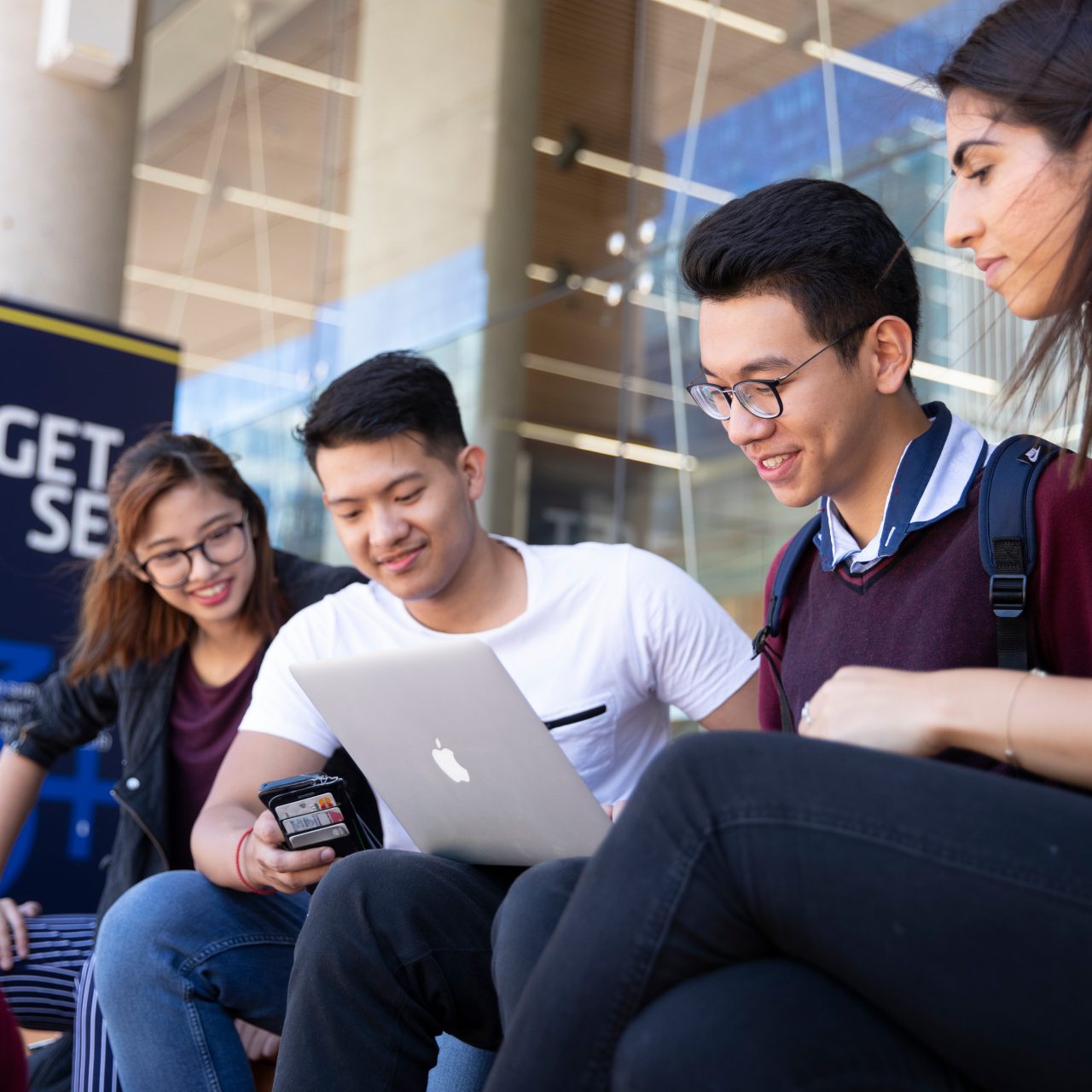 Group of students on campus grounds