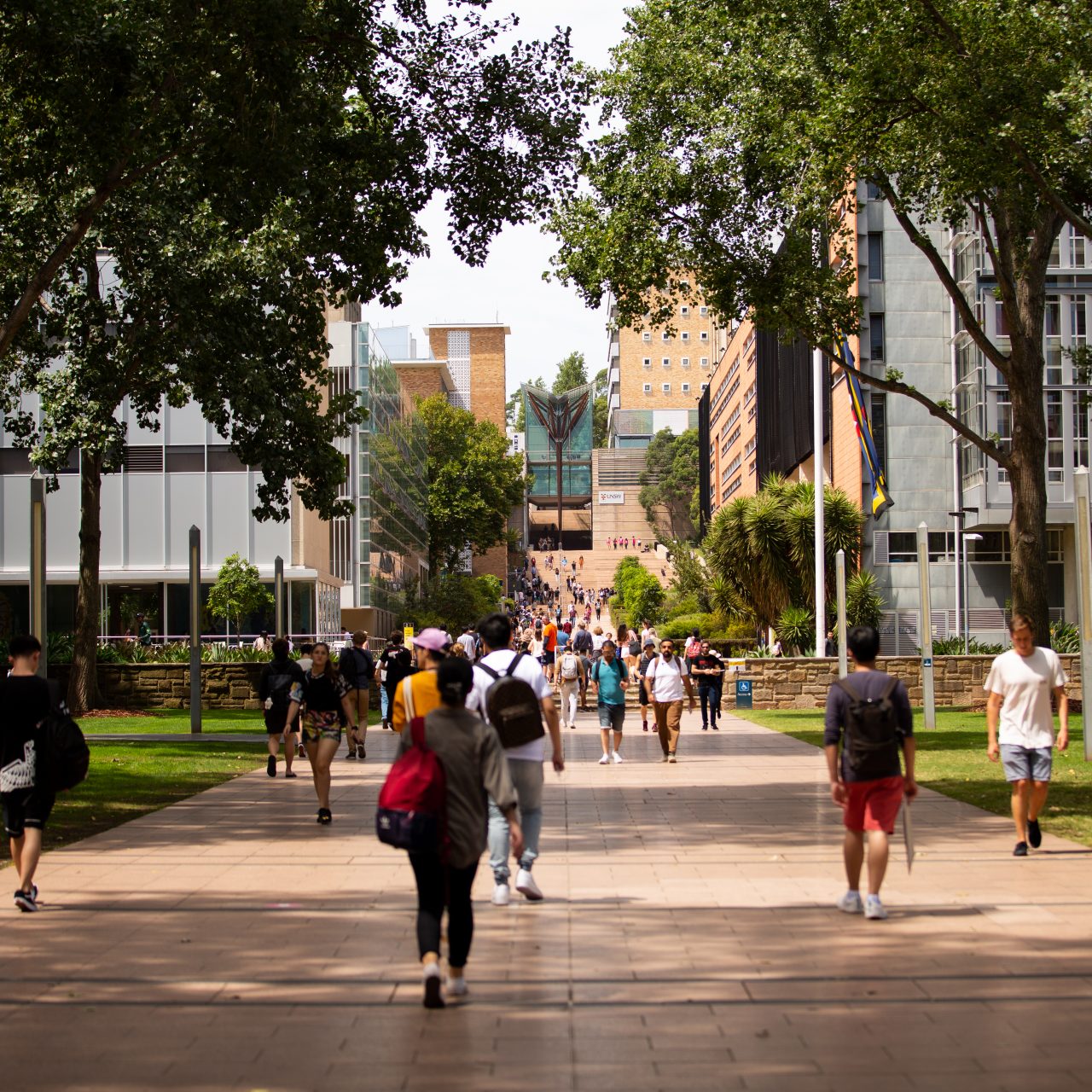 Students on Main Walkway, Scientia building in background