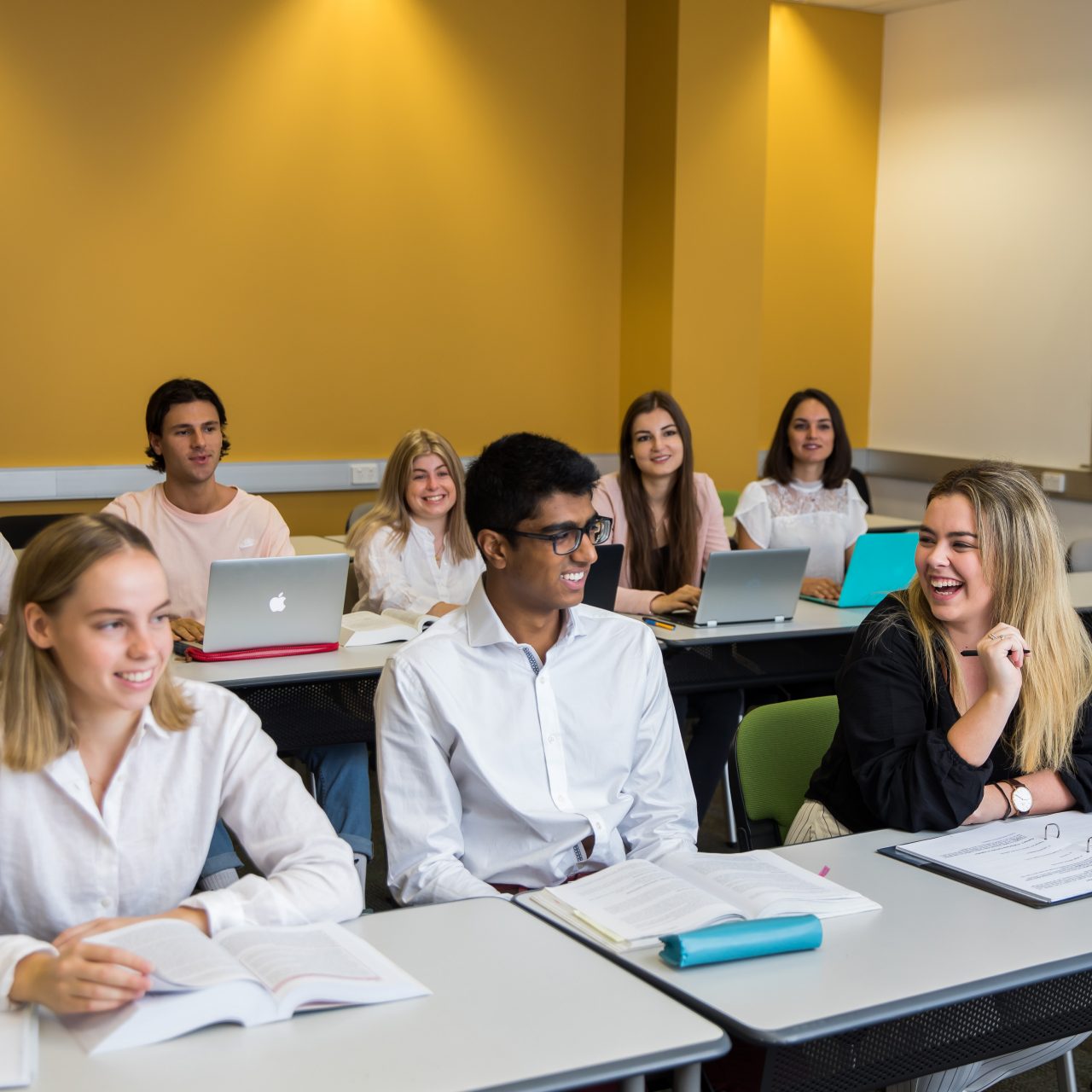 Students learning and participating in a class