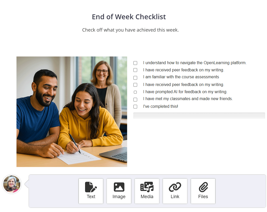 End of week checklist