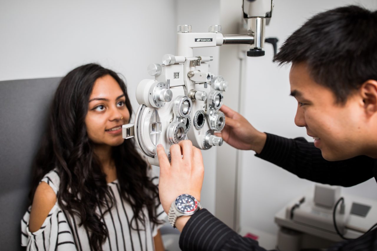 Young lady getting an eye test