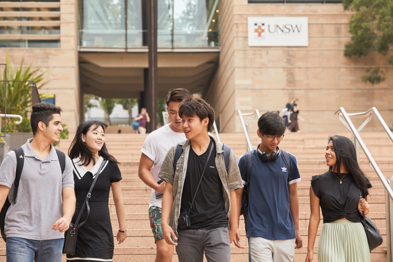 UNSW students walking on campus