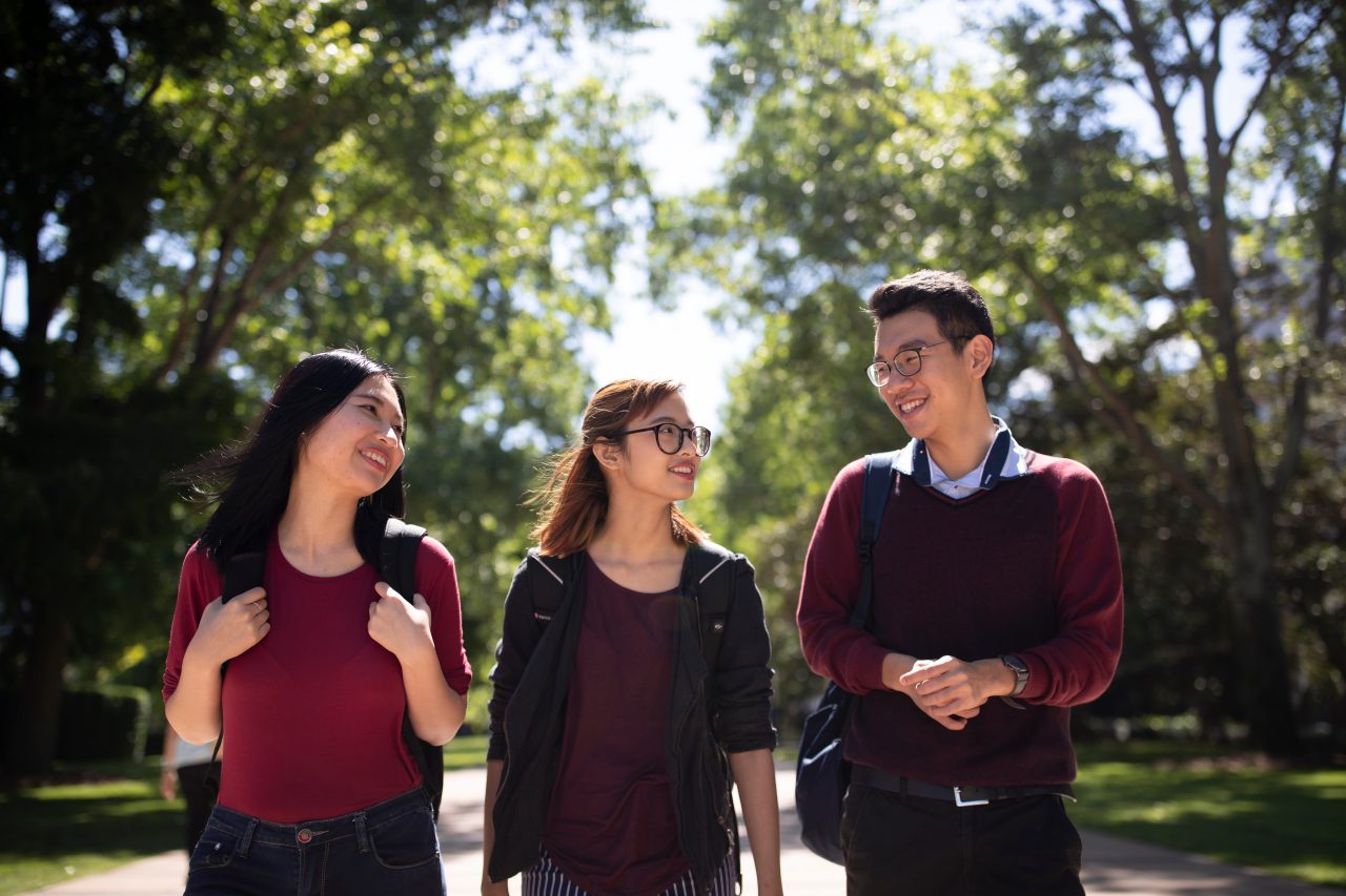 Group of students on campus grounds