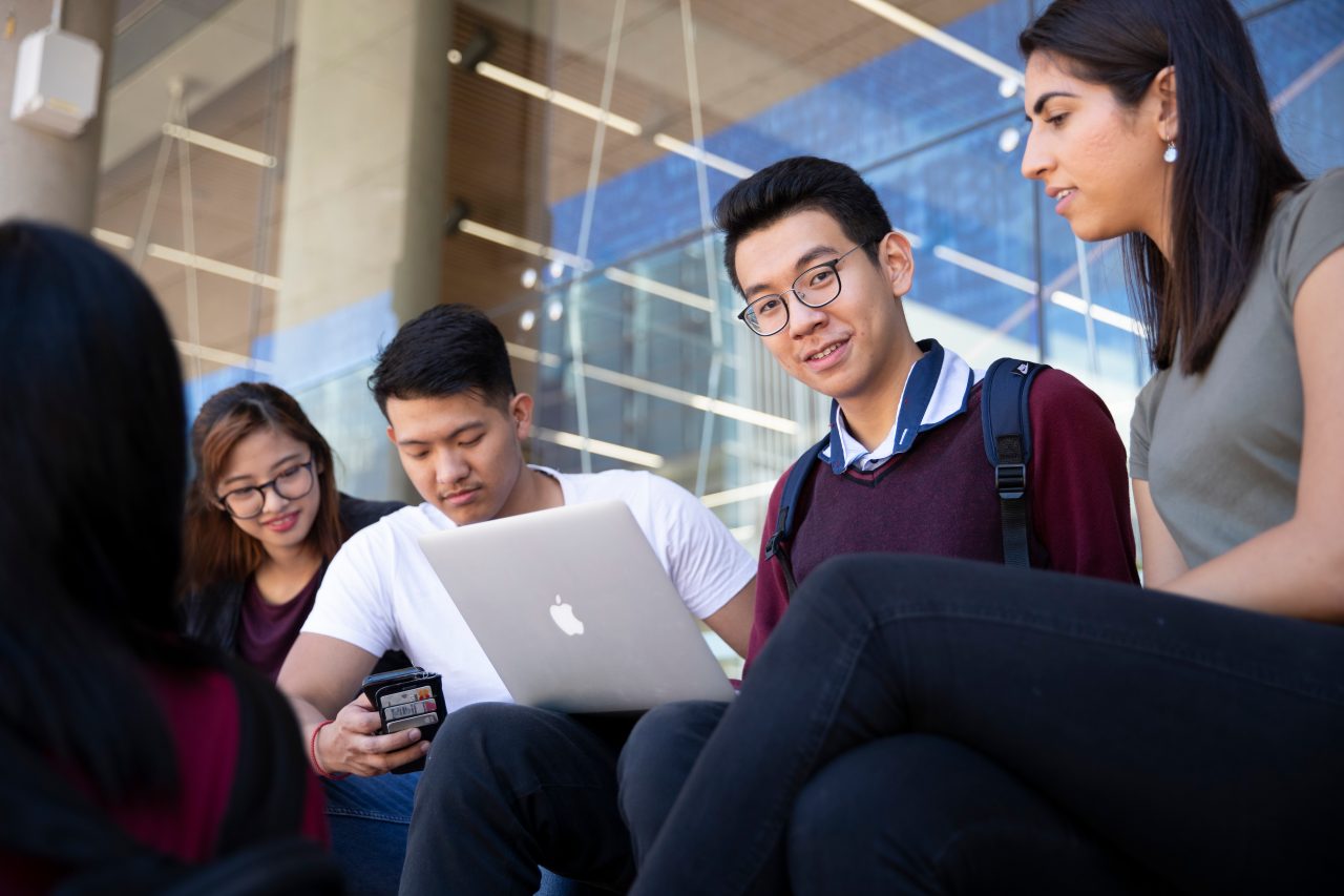 Group of students on campus grounds