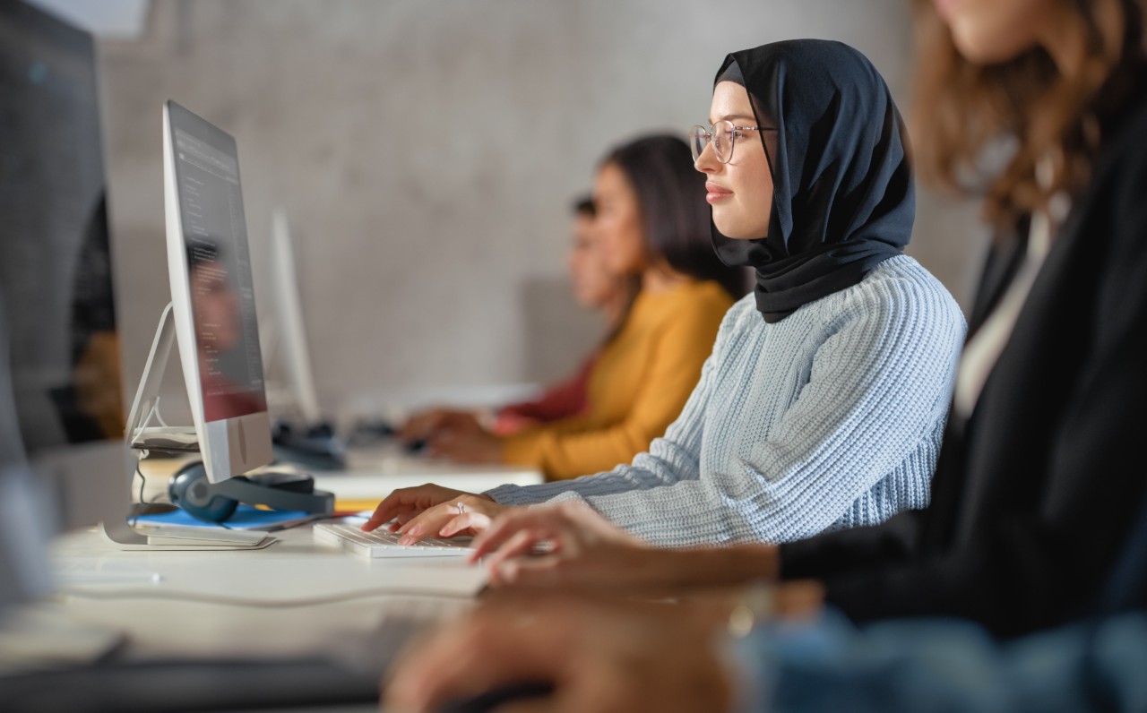 Students smiling on campus