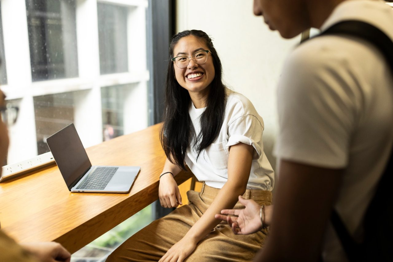 Students smiling on campus