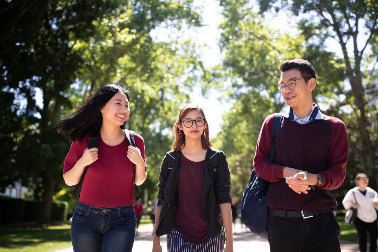 Students smiling on campus